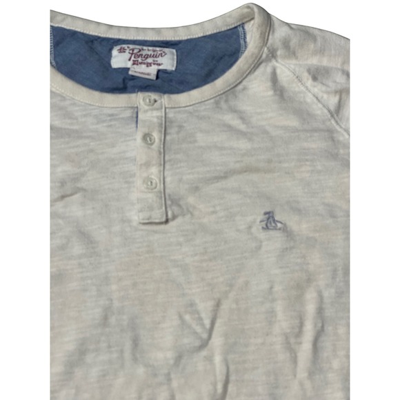 Original Penguin Mens XL Long Sleeve Slub Henley Shirt Oatmeal Heather XL - Picture 6 of 11